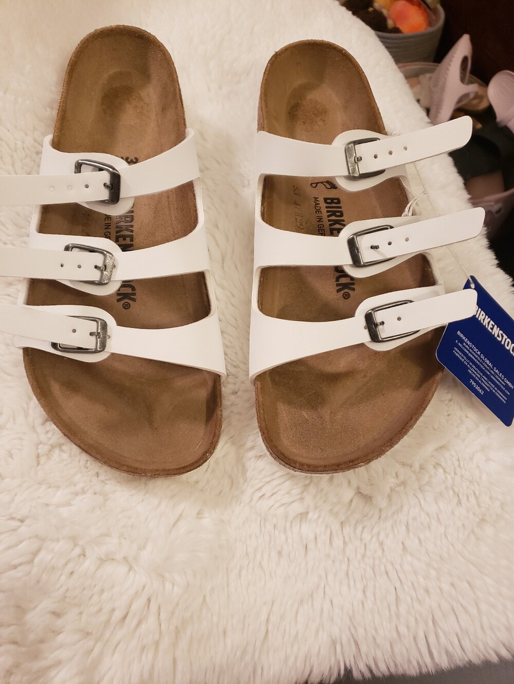 Birkenstock Women’s White Florida Triple-Strap Sandal Size 7